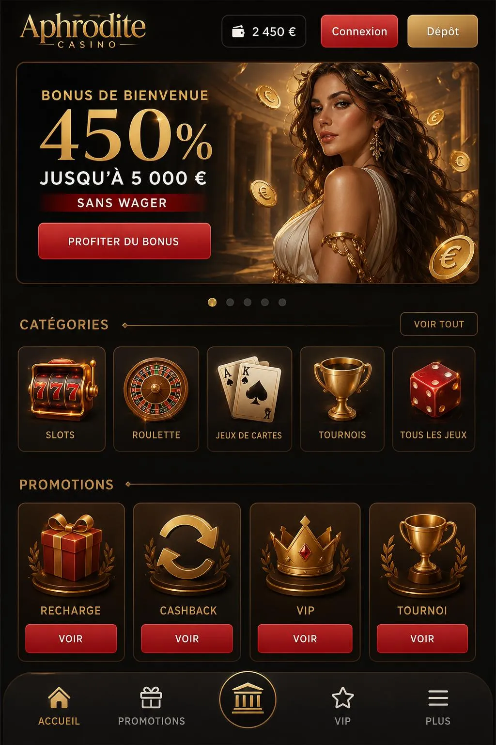 Application mobile d'Aphrodite Casino